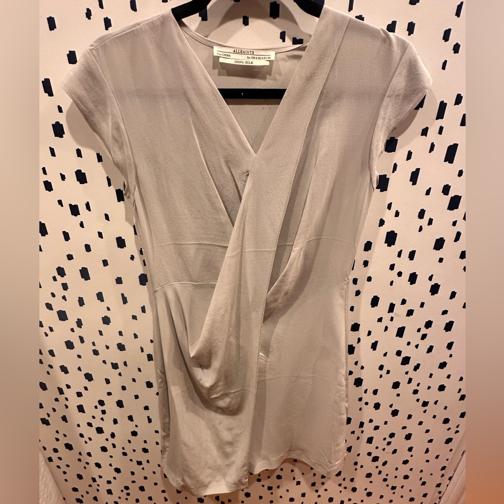 All Saints Gray Draped Women's Dress